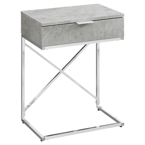 Accent Table - 24"H / Grey Cement / Chrome Metal